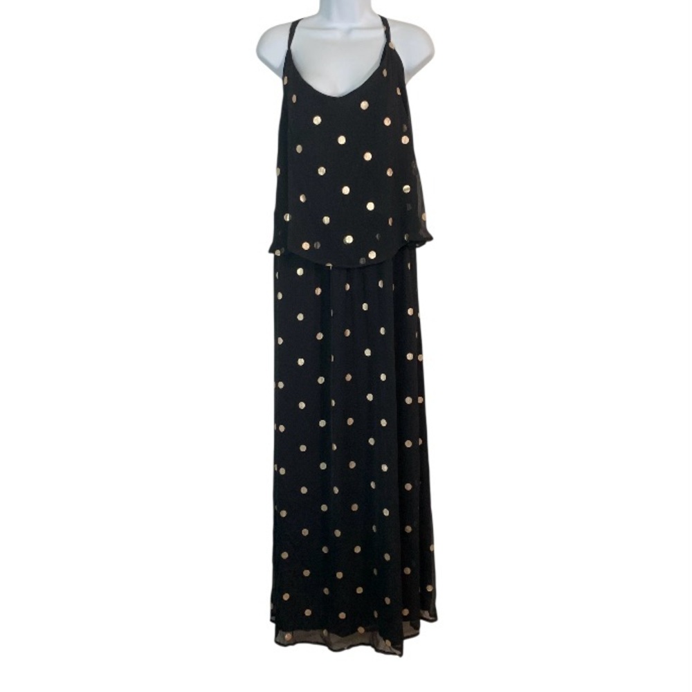 CAPSULE Black Maxi Dress with Rose Gold Spots Sz 28 - Picture 4 of 11